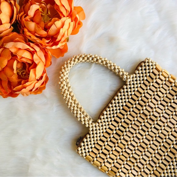 Vintage Artisan Wooden Beaded Bag - Picture 12 of 13